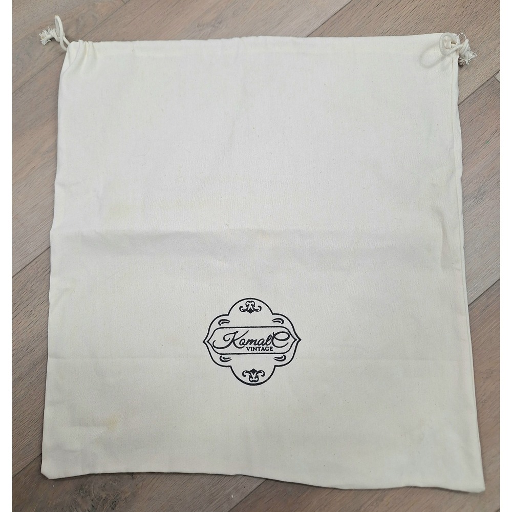 Komal Vintage Off White Canvas Drawstring Dust Bag Handbag Storage‎ 19x21